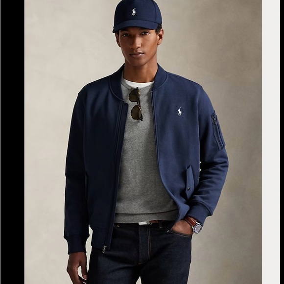 Polo Ralph Lauren Other - Polo Ralph Lauren Mens L Double-Knit Bomber Jacket Aviator Navy